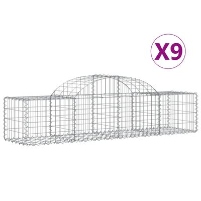 vidaXL buede gabionkurve 9 stk. 200x50x40/60 cm galvaniseret jern