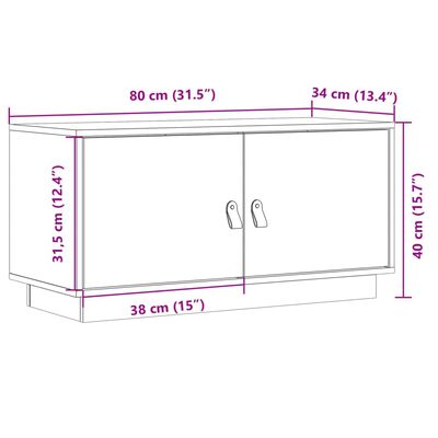 vidaXL tv-bord 80x34x40 cm massivt fyrretræ grå