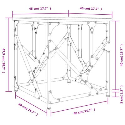 vidaXL sofabord 45x45x47,5 cm konstrueret træ røget egetræsfarve