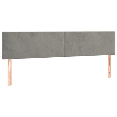 vidaXL sengegavl med LED-lys 180x5x78/88 cm velour lysegrå