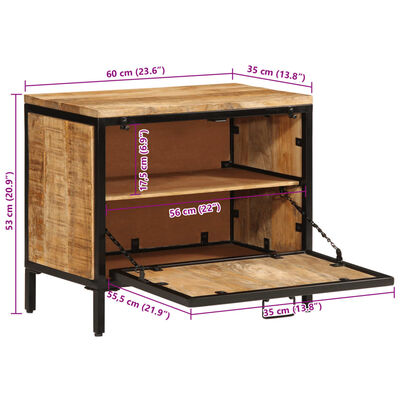 vidaXL skoskab 60x35x53 cm massivt ru mangotræ