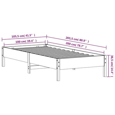 vidaXL sengeramme uden madras 100x200 cm massivt fyrretræ gyldenbrun