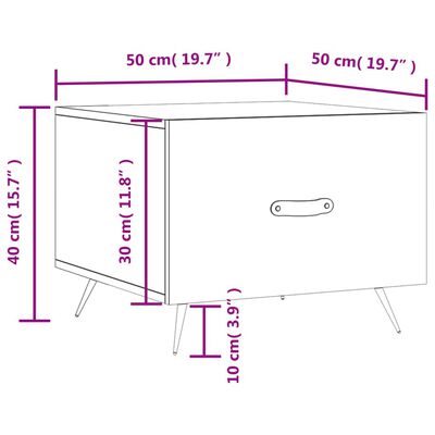 vidaXL sofaborde 2 stk. 50x50x40 cm konstrueret træ hvid højglans