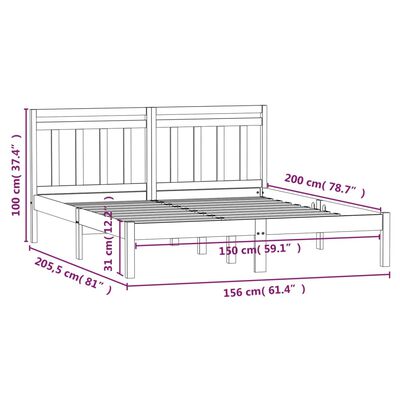 vidaXL sengeramme 150x200 cm King Size massivt træ sort