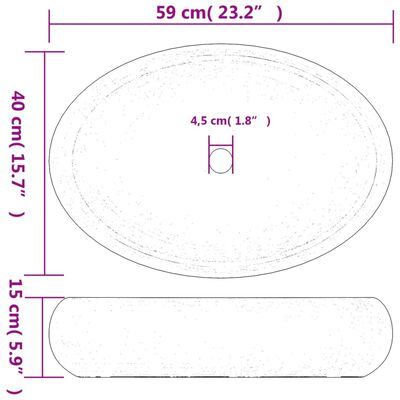 vidaXL håndvask til bordplade 59x40x15 cm oval keramik hvid