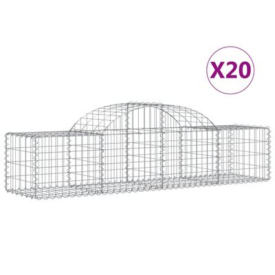 vidaXL buede gabionkurve 20 stk. 200x50x40/60 cm galvaniseret jern