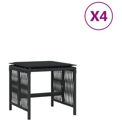 vidaXL haveskammel med hynder 4 stk. 41x41x36 cm polyrattan sort