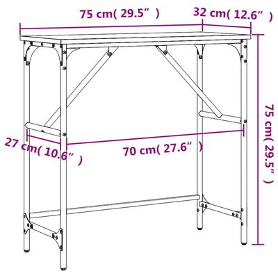 vidaXL konsolbord 75x32x75 cm konstrueret træ sonoma-eg