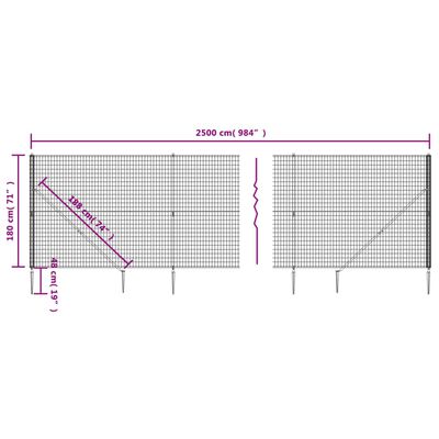 vidaXL trådhegn med jordspyd 1,8x25 m antracitgrå