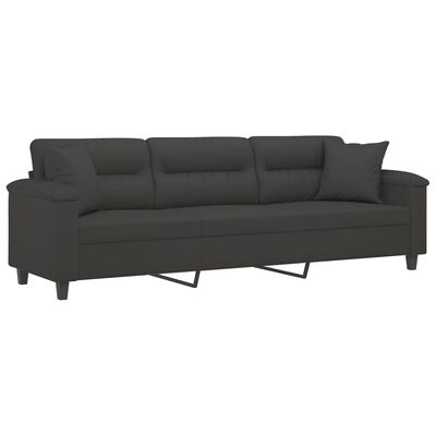 vidaXL 3-personers sofa m. puder hynder 210 cm mikrofiberstof mørkegrå