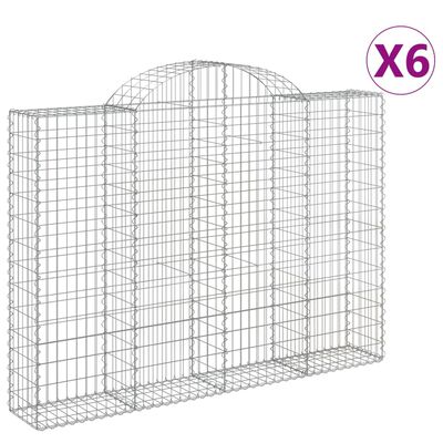 vidaXL buede gabionkurve 6 stk. 200x30x140/160 cm galvaniseret jern