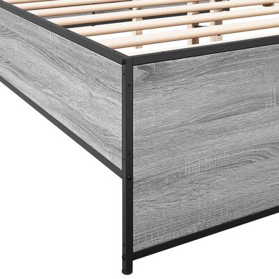 vidaXL sengestel 150x200 cm konstrueret træ og metal grå sonoma-eg