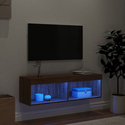 vidaXL tv-bord med LED-lys 100x30x30 cm brun egetræsfarve