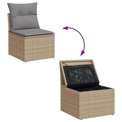 vidaXL havesofasæt 10 dele med hynder polyrattan beige