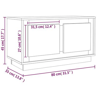 vidaXL tv-bord 80x35x45 cm konstrueret træ grå sonoma-eg