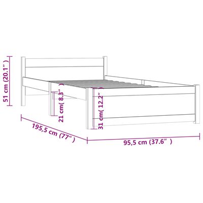 vidaXL sengeramme 90x190 cm Single massivt træ gyldenbrun