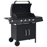 vidaXL gasgrill 4+1 grillzoner stål sort