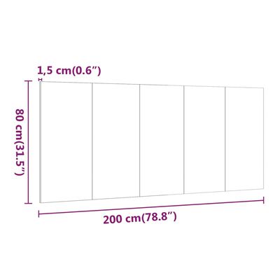 vidaXL sengegærde 200x1,5x80 cm konstrueret træ røget egetræsfarve