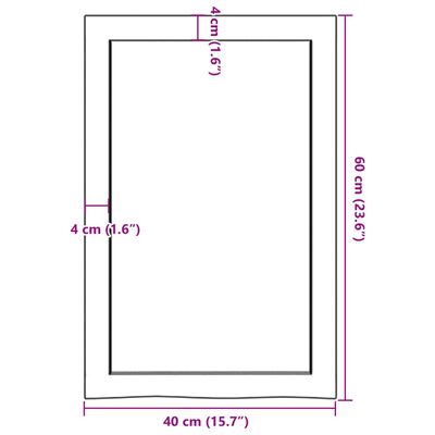 vidaXL bordplade til badeværelse 40x60x(2-4) cm massivt træ ubehandlet