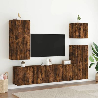 vidaXL væghængt tv-bord 80x30x41 cm røget egetræsfarve