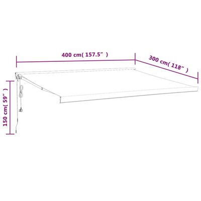 vidaXL foldemarkise 4x3 m stof og aluminium gul og hvid