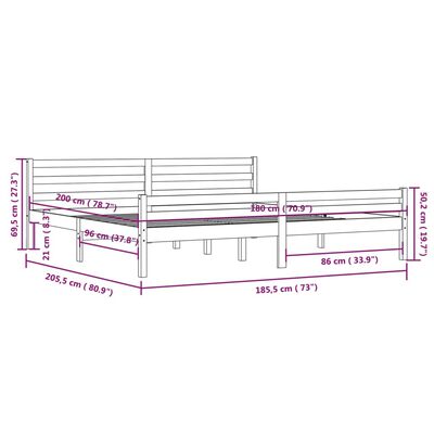 vidaXL sengeramme 180x200 cm massivt fyrretræ