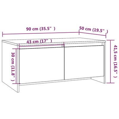 vidaXL sofabord 90x50x41,5 cm konstrueret træ hvid højglans