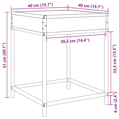 vidaXL sofabord med Infinity LED-lys 40x40x51 cm grå sonoma-eg