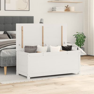 vidaXL opbevaringskasse 110x50x45,5 cm massivt fyrretræ hvid