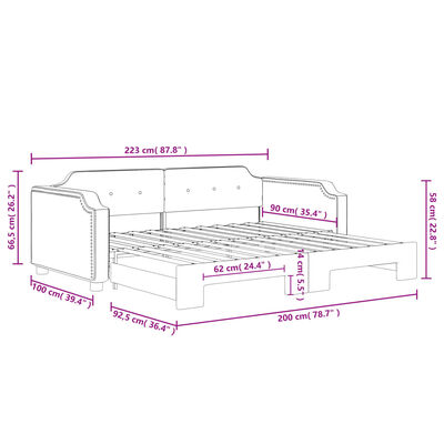 vidaXL daybed med udtræk 90x200 cm stof sort