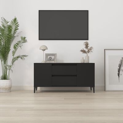 vidaXL tv-bord 102x44,5x50 cm konstrueret træ sort