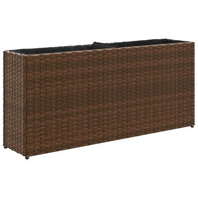 vidaXL plantekasser 2 stk. med 2 potter 90x20x40 cm polyrattan brun