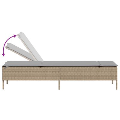 vidaXL liggestol med hynde polyrattan beige