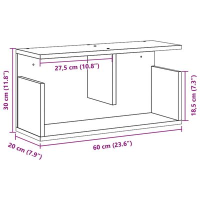 vidaXL vægskab 60x20x30 cm konstrueret træ sort