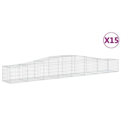 vidaXL buede gabionkurve 15 stk. 400x50x40/60 cm galvaniseret jern