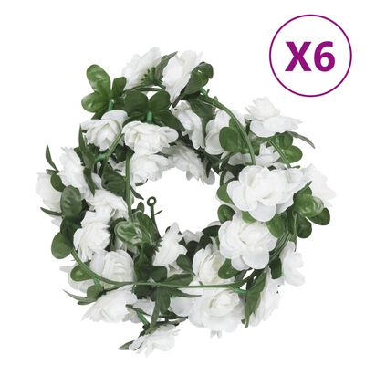 vidaXL blomsterguirlander til jul 6 stk. 240 cm hvid