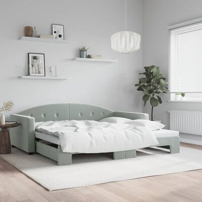 vidaXL daybed med udtræk 100x200 cm velour lysegrå