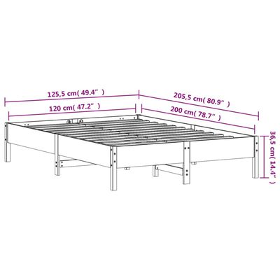 vidaXL sengeramme uden madras 120x200 cm massivt fyrretræ hvid