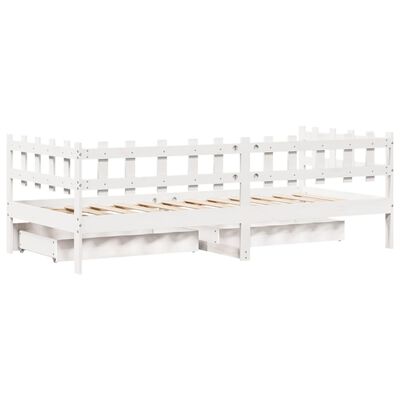 vidaXL daybed med skuffer 80x200 cm massivt fyrretræ hvid