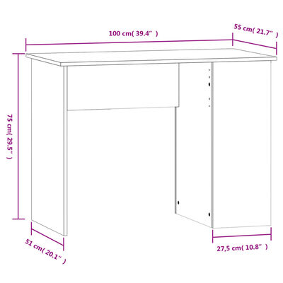 vidaXL skrivebord 100x55x75 cm konstrueret træ grå sonoma-eg