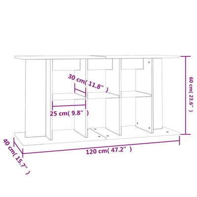 vidaXL akvariebord 120x40x60 cm konstrueret træ hvid