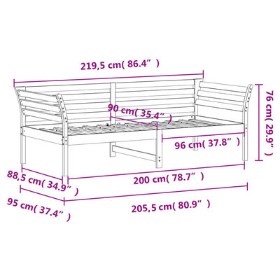 vidaXL daybed uden madras 90x200 cm massivt fyrretræ gyldenbrun