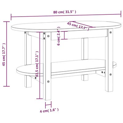 vidaXL sofabord 80x45x45 cm massivt fyrretræ sort