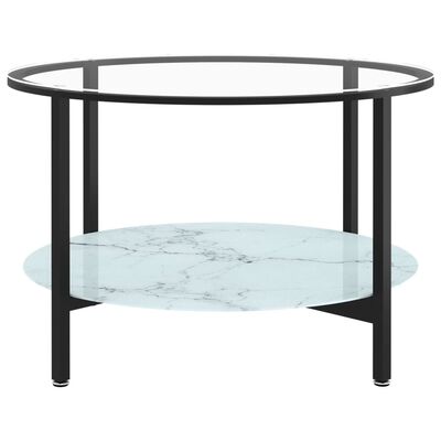 vidaXL stuebord 70 cm hærdet glas sort og hvid marmoreffekt