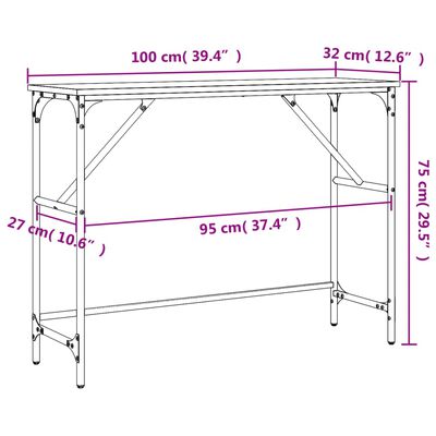 vidaXL konsolbord 100x32x75 cm konstrueret træ sort