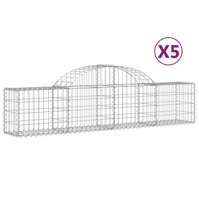 vidaXL buede gabionkurve 5 stk. 200x30x40/60 cm galvaniseret jern