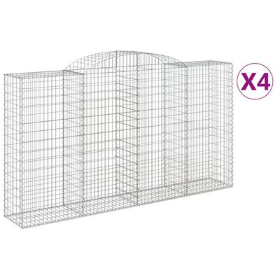 vidaXL buede gabionkurve 4 stk. 300x50x160/180 cm galvaniseret jern