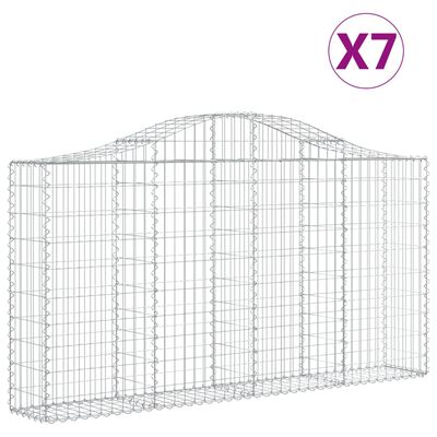 vidaXL buede gabionkurve 7 stk. 200x30x100/120 cm galvaniseret jern