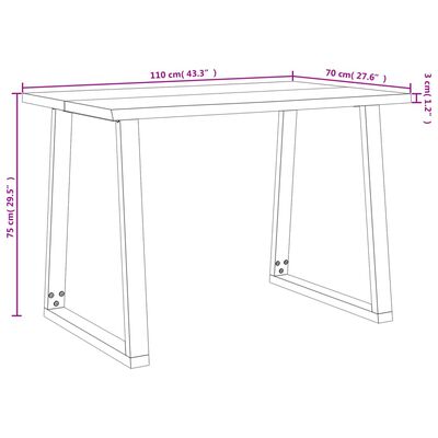 vidaXL spisebord med naturlig kant 110x70x75 cm massivt akacietræ