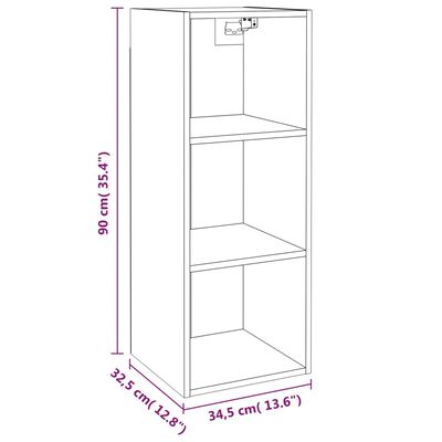 vidaXL vægskab 34,5x32,5x90 cm konstrueret træ betongrå